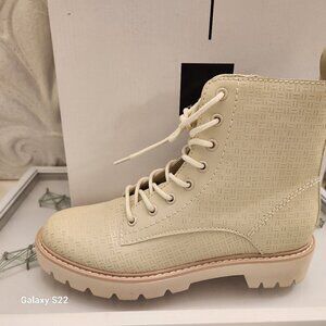 DOLCE VITA Womens Ivory 1" Platform Front Heel Pull-Tab Piker Combat Boots 7.5 M